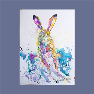 Colourful Watercolour Hares