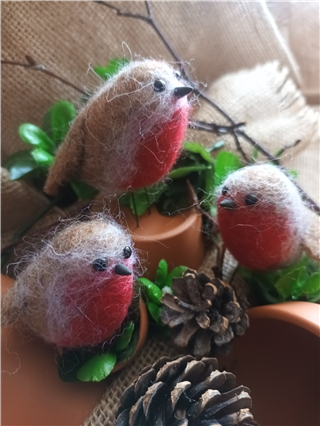 Needle Felted Robins